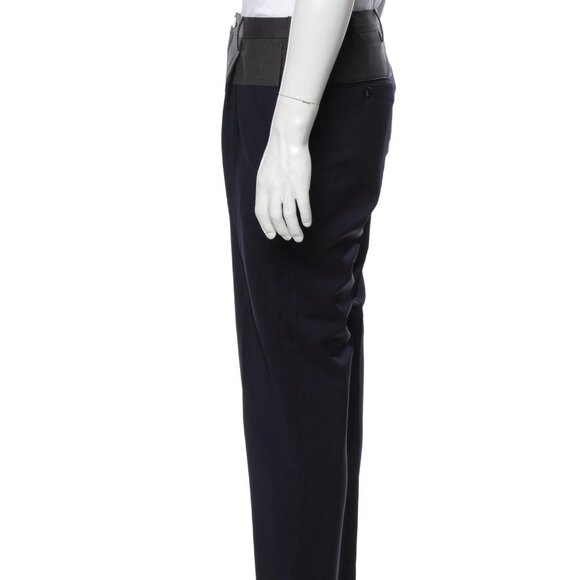 Incotex Grey Blue Color Blocked Slim Pleated Incotex Wool Dress Pants EU 48 - Picture 14 of 15